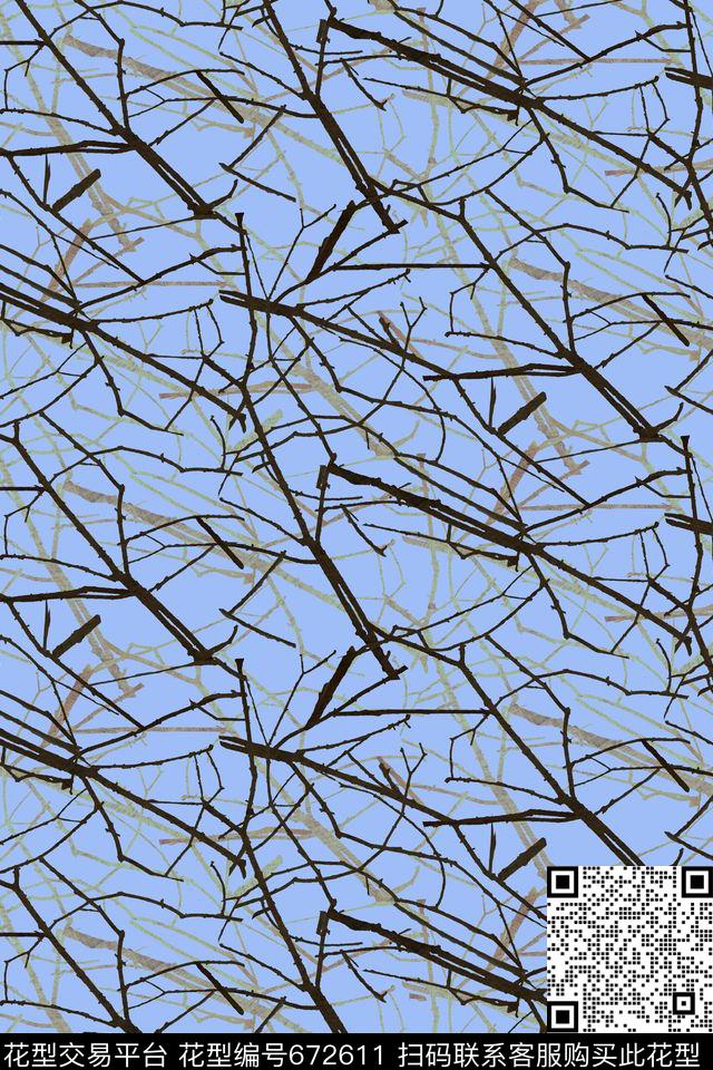 树枝枝干时尚大气图案传统印花华亿平台下载（图片编号: 672611） - 瓦栏（Walan）