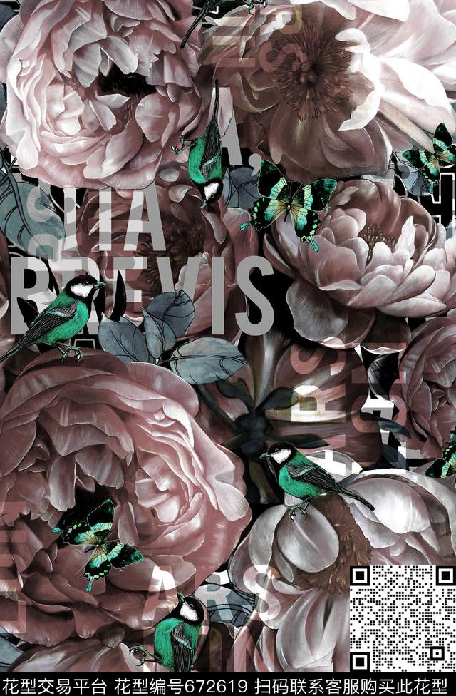 水彩花卉花朵数码印花华亿平台下载（图片编号: 672619） - 瓦栏（Walan）