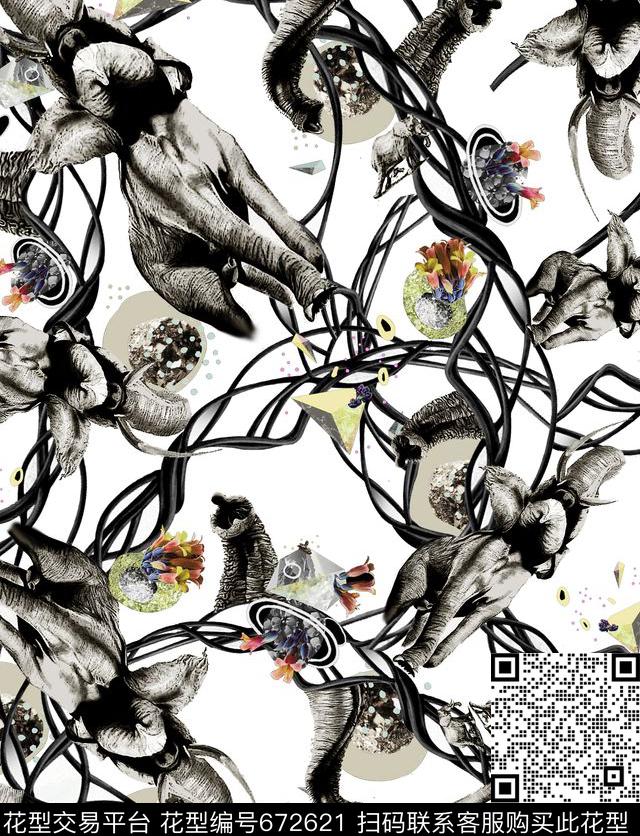 花卉水彩花朵数码印花华亿平台下载（图片编号: 672621） - 瓦栏（Walan）