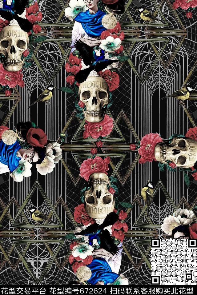 花朵花卉欧式建筑数码印花华亿平台下载（图片编号: 672624） - 瓦栏（Walan）