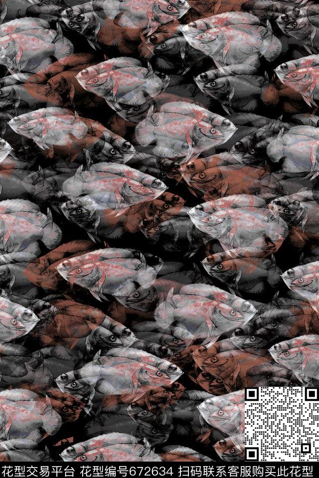 几何虫鱼数码印花华亿平台下载（图片编号: 672634） - 瓦栏（Walan）