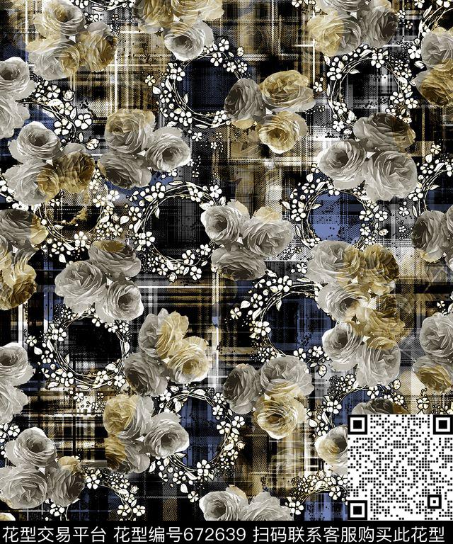 花卉花朵抽象几何数码印花华亿平台下载（图片编号: 672639） - 瓦栏（Walan）