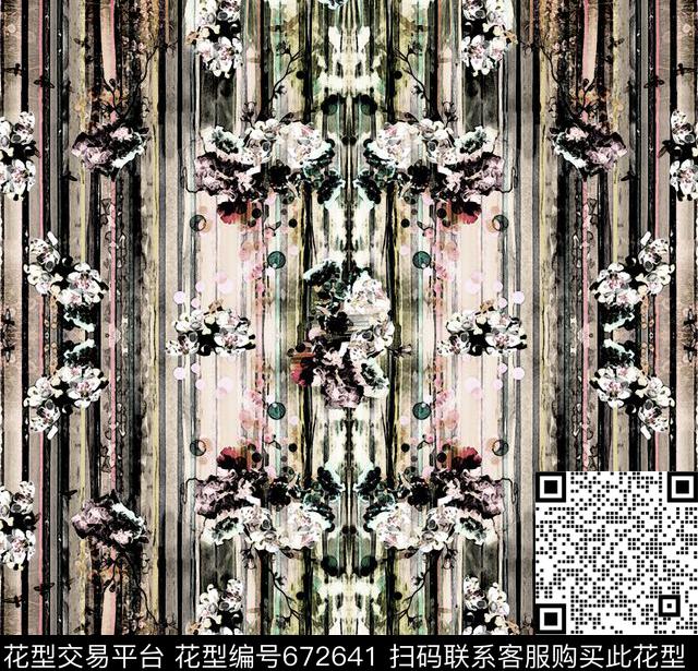花卉花朵抽象几何数码印花华亿平台下载（图片编号: 672641） - 瓦栏（Walan）