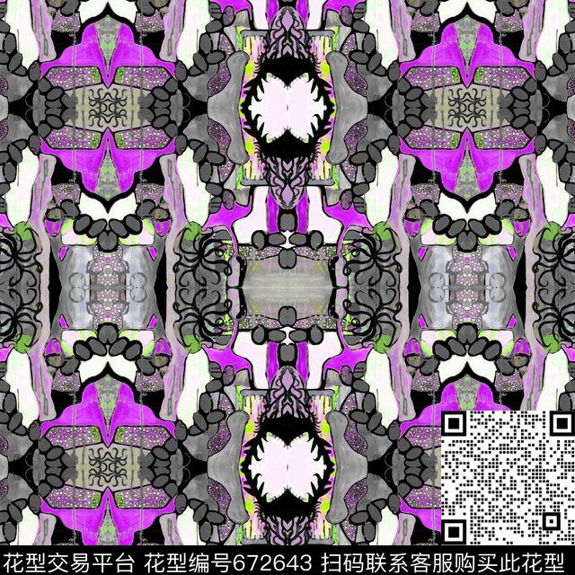 抽象几何民族风男装数码印花华亿平台下载（图片编号: 672643） - 瓦栏（Walan）