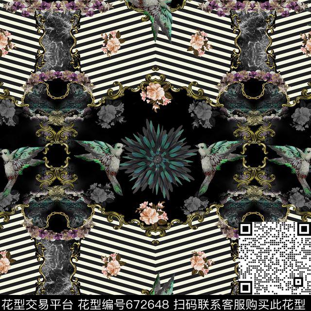 欧式风格抽象几何民族风数码印花华亿平台下载（图片编号: 672648） - 瓦栏（Walan）