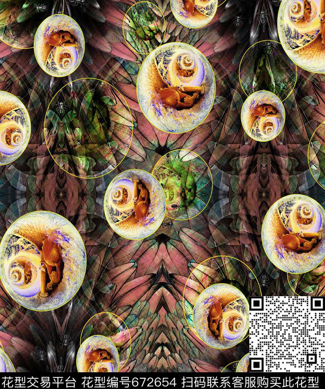 神话人物欧式风格抽象几何数码印花华亿平台下载（图片编号: 672654） - 瓦栏（Walan）