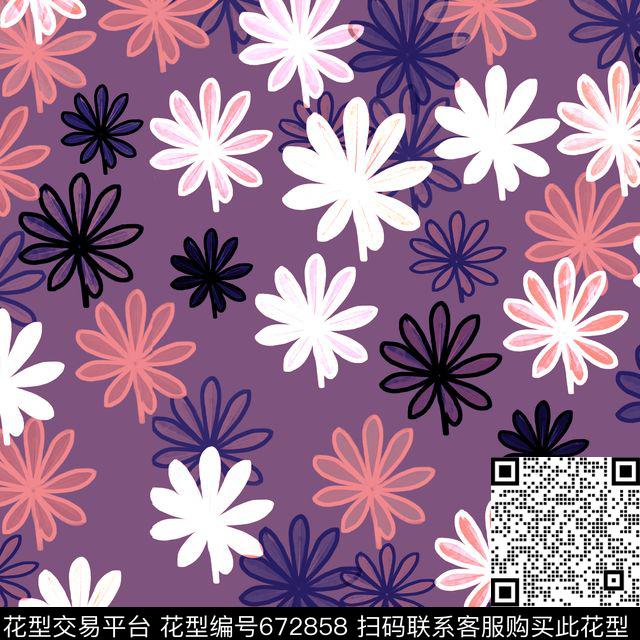 时尚花卉花纹裙子数码印花华亿平台下载（图片编号: 672858） - 瓦栏（Walan）