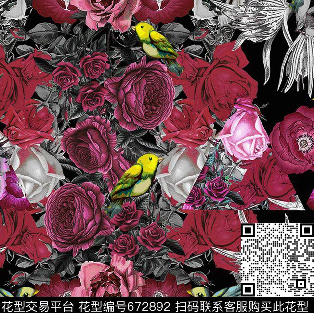 花卉花朵欧式花卉数码印花华亿平台下载（图片编号: 672892） - 瓦栏（Walan）
