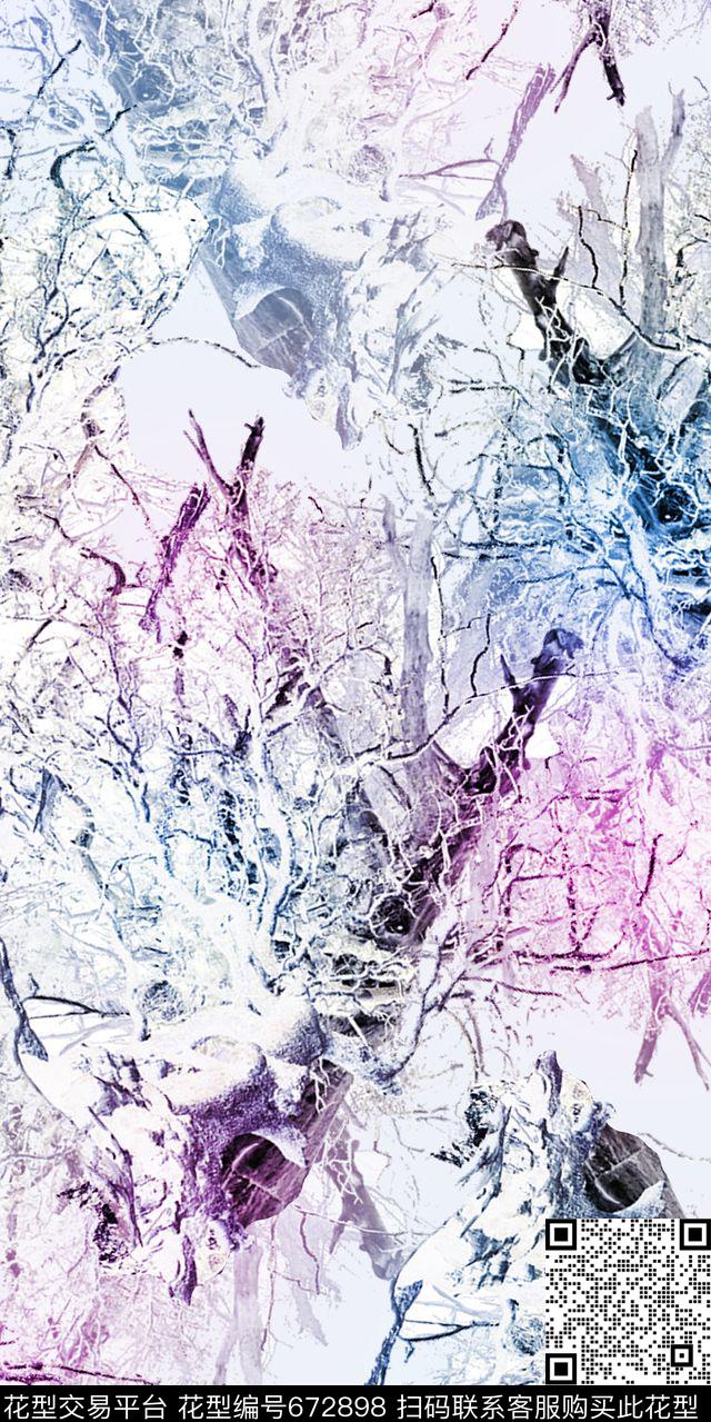 树枝抽象数码印花华亿平台下载（图片编号: 672898） - 瓦栏（Walan）