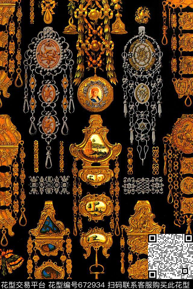 欧式宫廷风复古珠宝数码印花华亿平台下载（图片编号: 672934） - 瓦栏（Walan）
