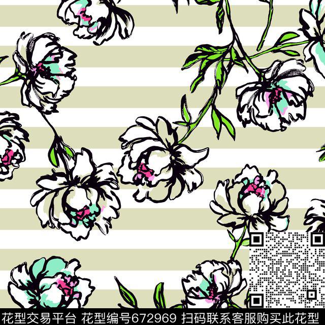 条子和花印花华亿平台下载（图片编号: 672969） - 瓦栏（Walan）