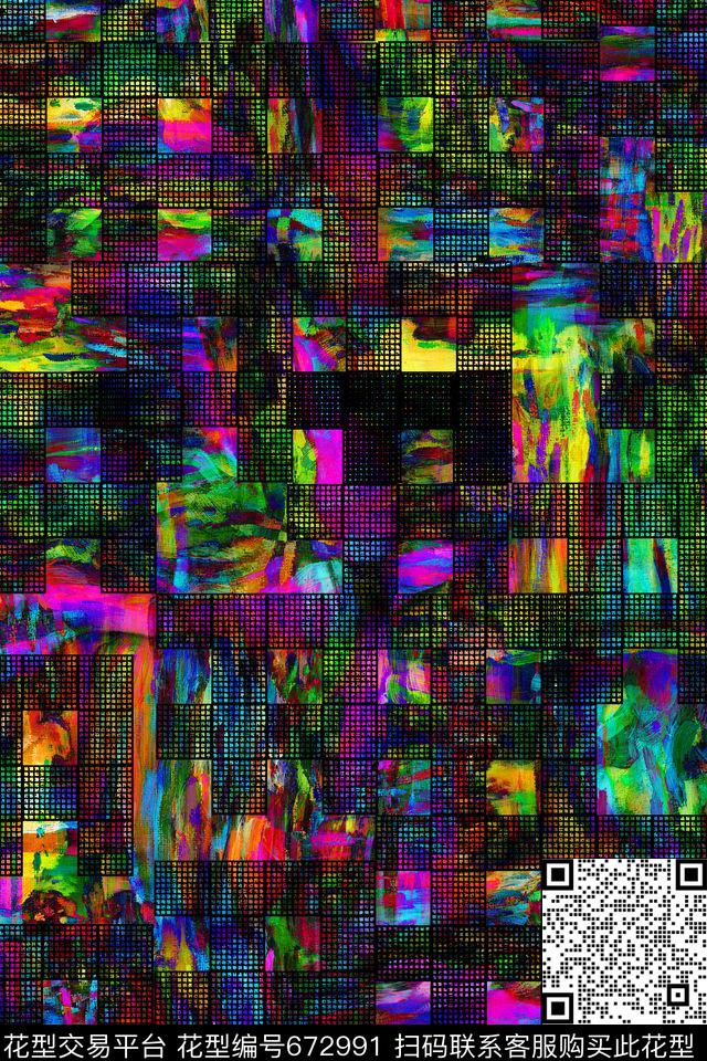 女装几何抽象数码印花华亿平台下载（图片编号: 672991） - 瓦栏（Walan）