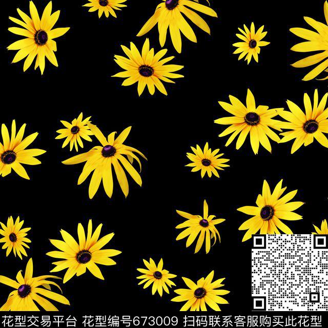 菊花花朵花卉数码印花华亿平台下载（图片编号: 673009） - 瓦栏（Walan）