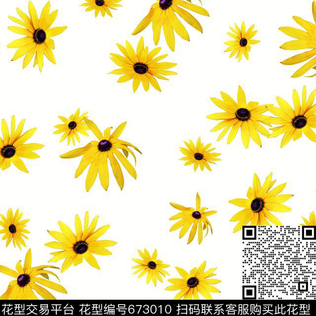 菊花花朵花卉数码印花华亿平台下载（图片编号: 673010） - 瓦栏（Walan）