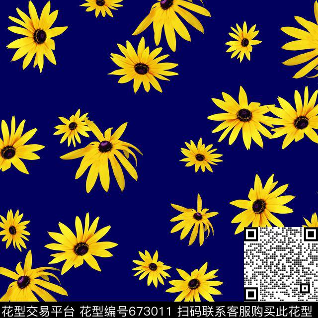 菊花花朵花卉数码印花华亿平台下载（图片编号: 673011） - 瓦栏（Walan）