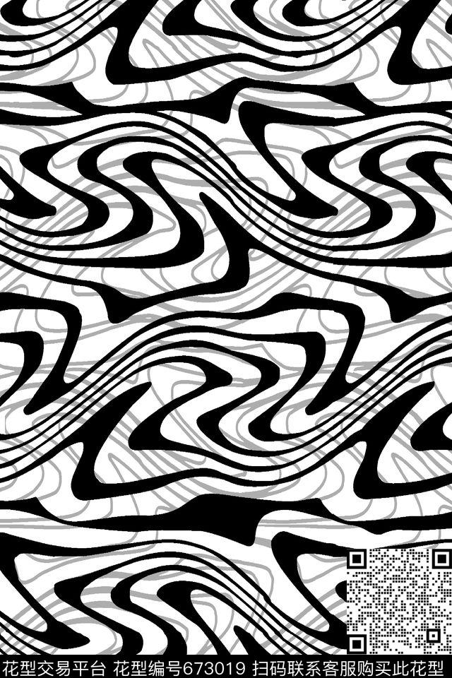 几何肌理抽象传统印花华亿平台下载（图片编号: 673019） - 瓦栏（Walan）