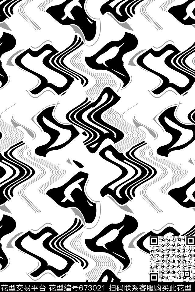 几何肌理抽象传统印花华亿平台下载（图片编号: 673021） - 瓦栏（Walan）