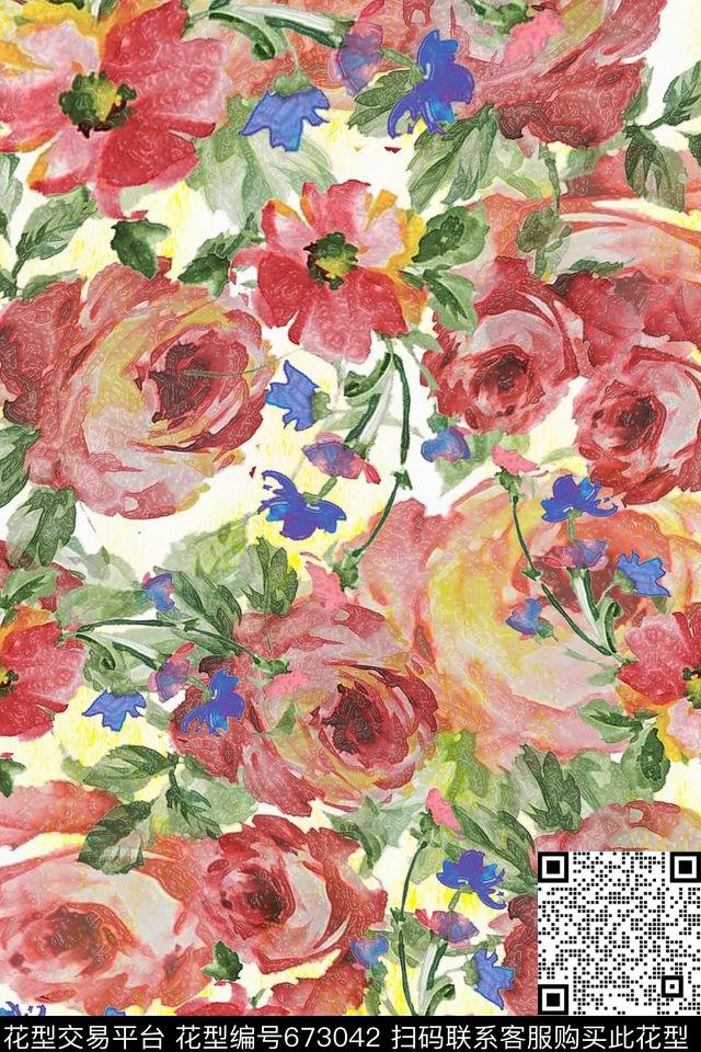 花卉多层传统印花华亿平台下载（图片编号: 673042） - 瓦栏（Walan）