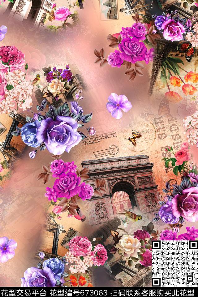 欧美复古装饰画油画花数码印花华亿平台下载（图片编号: 673063） - 瓦栏（Walan）