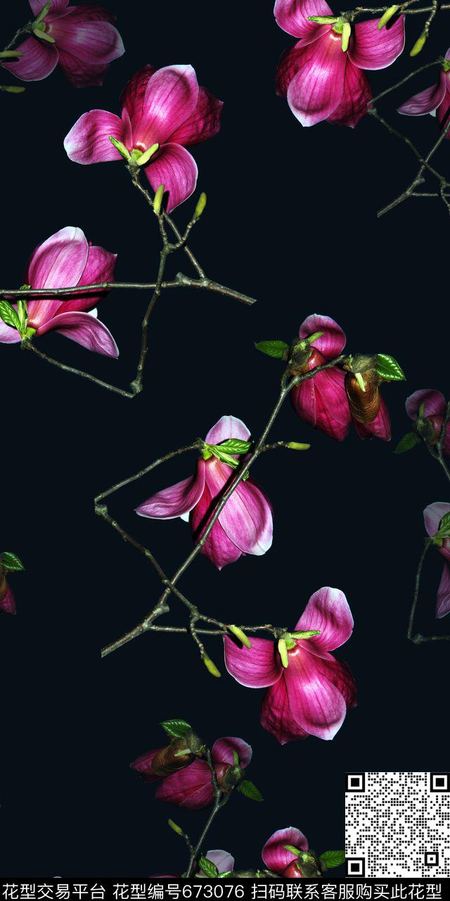 冬装玉兰花大气数码印花华亿平台下载（图片编号: 673076） - 瓦栏（Walan）