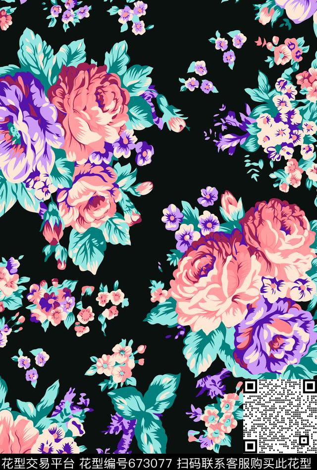 花朵传统印花华亿平台下载（图片编号: 673077） - 瓦栏（Walan）