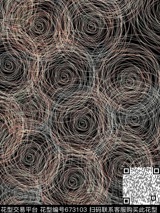 不规则几何几何曲线数码印花华亿平台下载（图片编号: 673103） - 瓦栏（Walan）