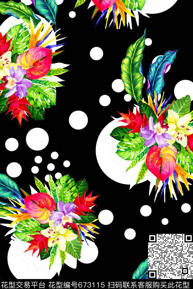 热带花卉女装数码印花华亿平台下载（图片编号: 673115） - 瓦栏（Walan）