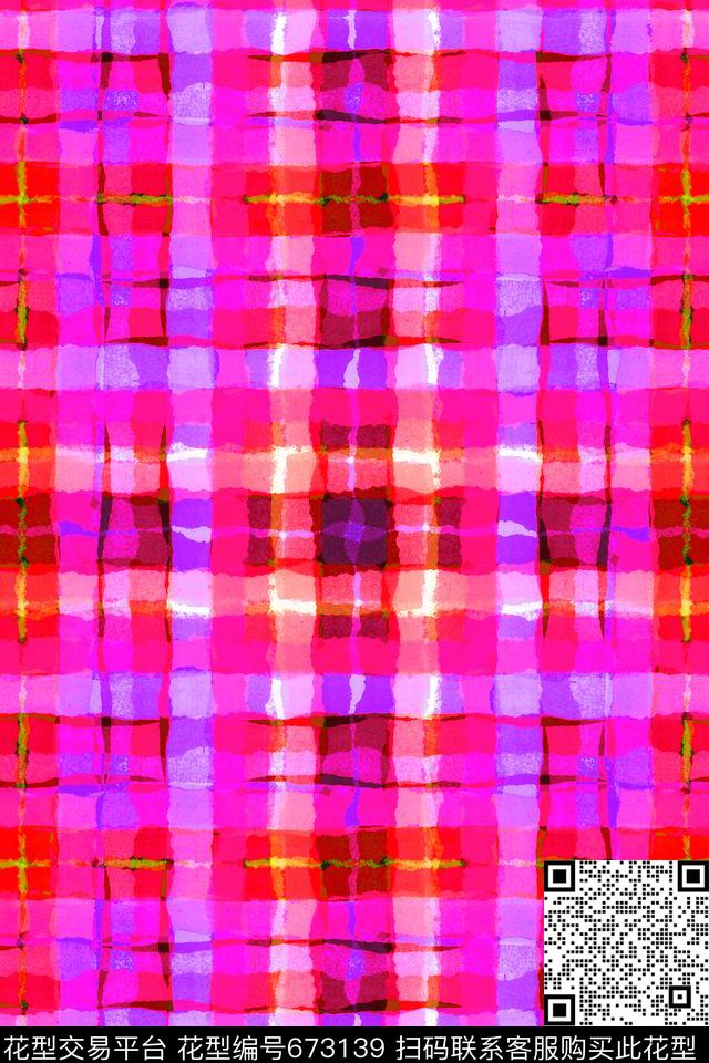苏格兰格格子衫格子条纹数码印花华亿平台下载（图片编号: 673139） - 瓦栏（Walan）