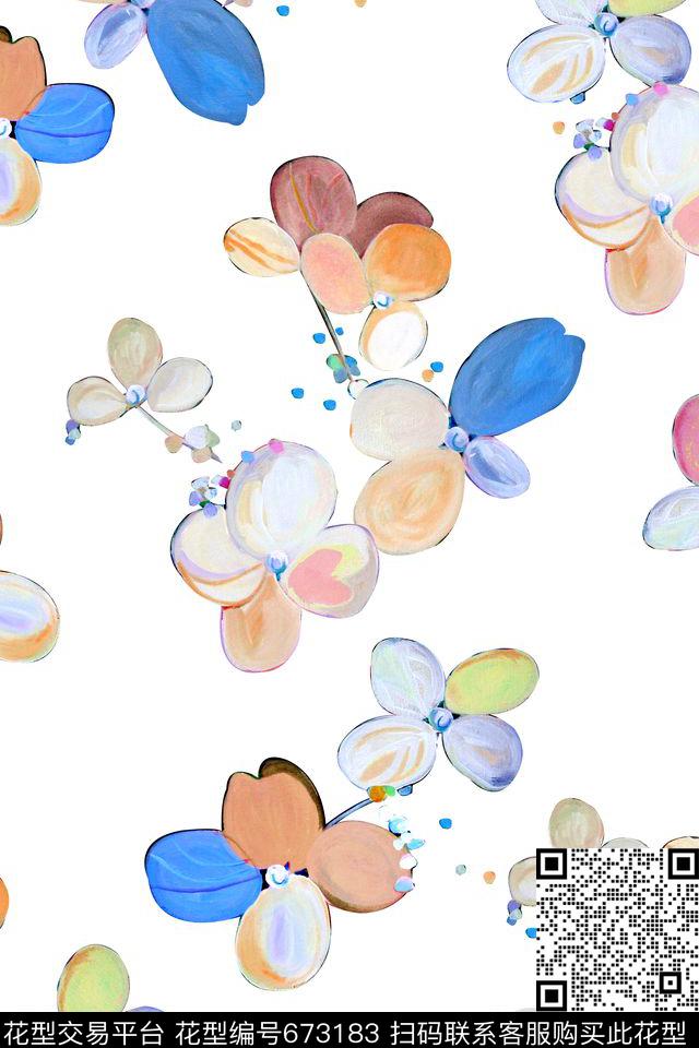 气球花卉油画数码印花华亿平台下载（图片编号: 673183） - 瓦栏（Walan）
