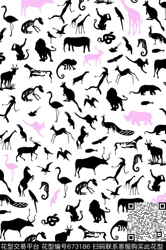 动物袋鼠仙鹤传统印花华亿平台下载（图片编号: 673186） - 瓦栏（Walan）