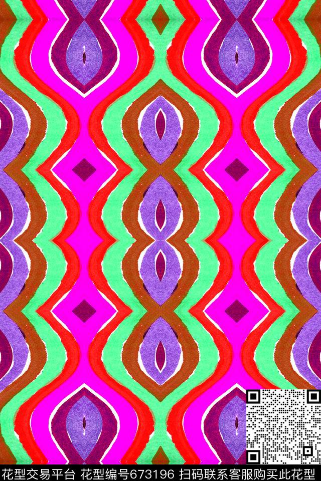 民族风条纹波浪条纹条纹数码印花华亿平台下载（图片编号: 673196） - 瓦栏（Walan）