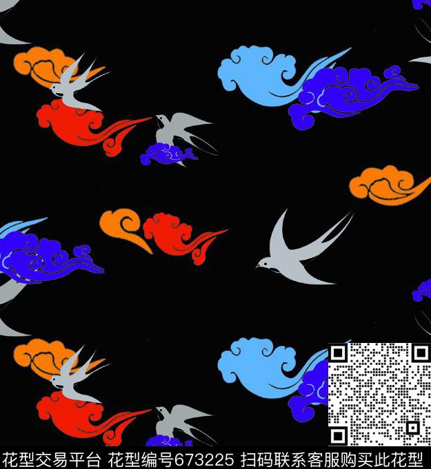 百鸟图鸟趣味传统印花华亿平台下载（图片编号: 673225） - 瓦栏（Walan）