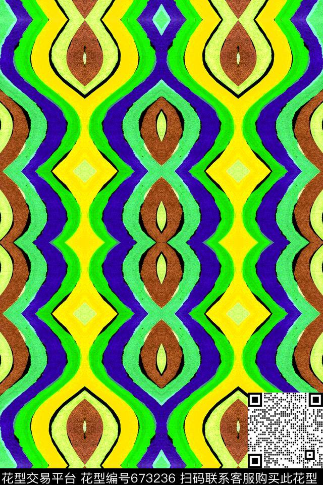 民族风条纹波浪条纹条纹数码印花华亿平台下载（图片编号: 673236） - 瓦栏（Walan）