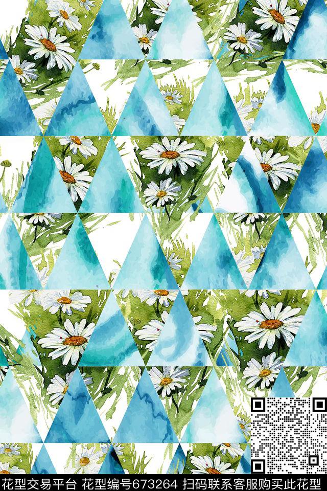 花卉几何热带数码印花华亿平台下载（图片编号: 673264） - 瓦栏（Walan）