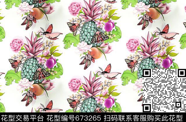时尚华亿平台花菠萝数码印花华亿平台下载（图片编号: 673265） - 瓦栏（Walan）