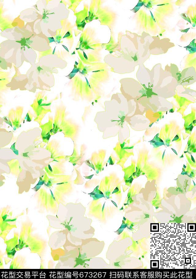 水彩风格花卉花卉传统印花华亿平台下载（图片编号: 673267） - 瓦栏（Walan）