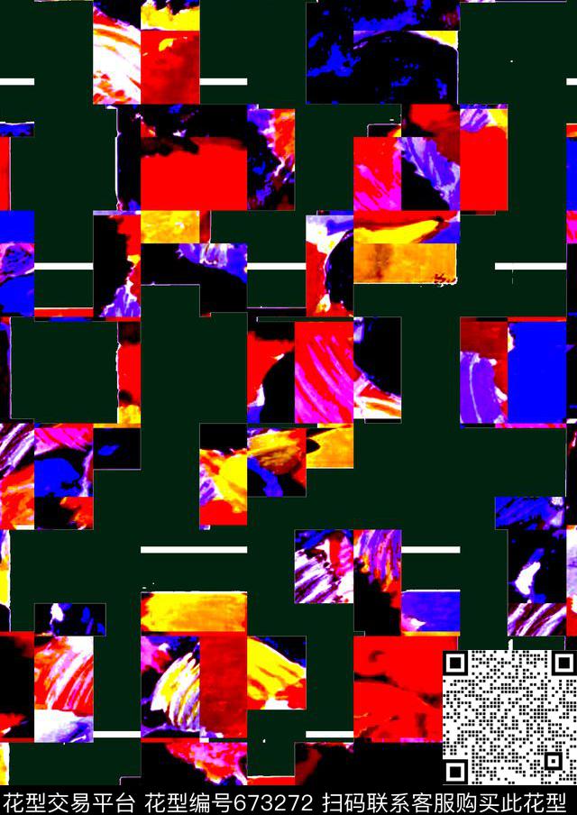 几何格纹肌理数码印花华亿平台下载（图片编号: 673272） - 瓦栏（Walan）