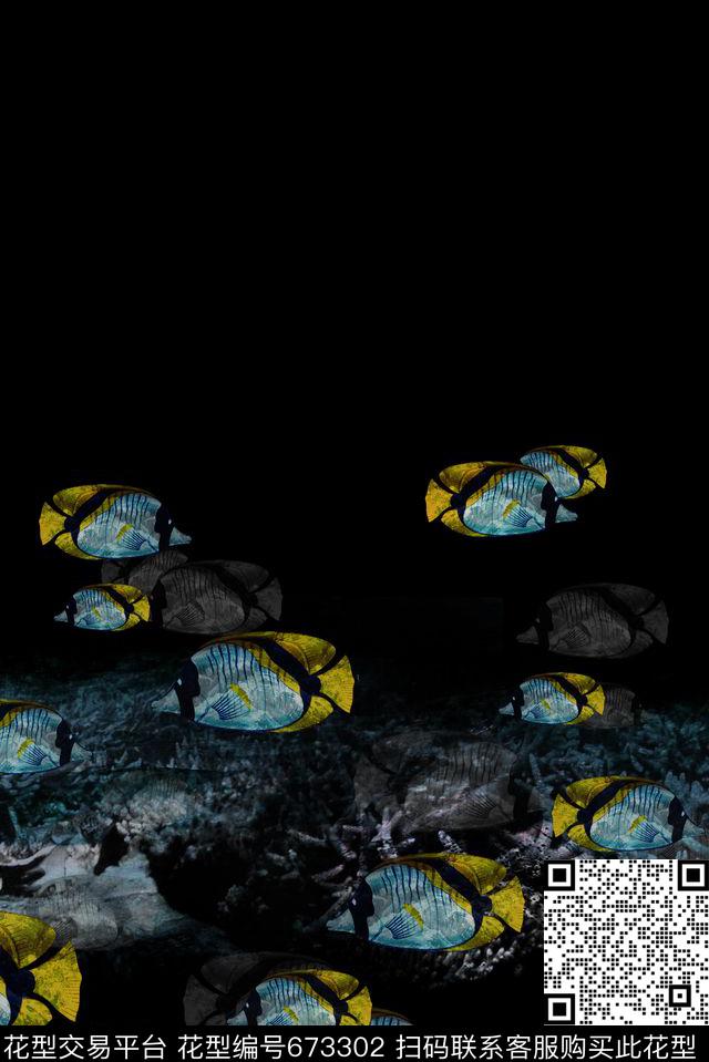 热带海洋珊瑚数码印花华亿平台下载（图片编号: 673302） - 瓦栏（Walan）