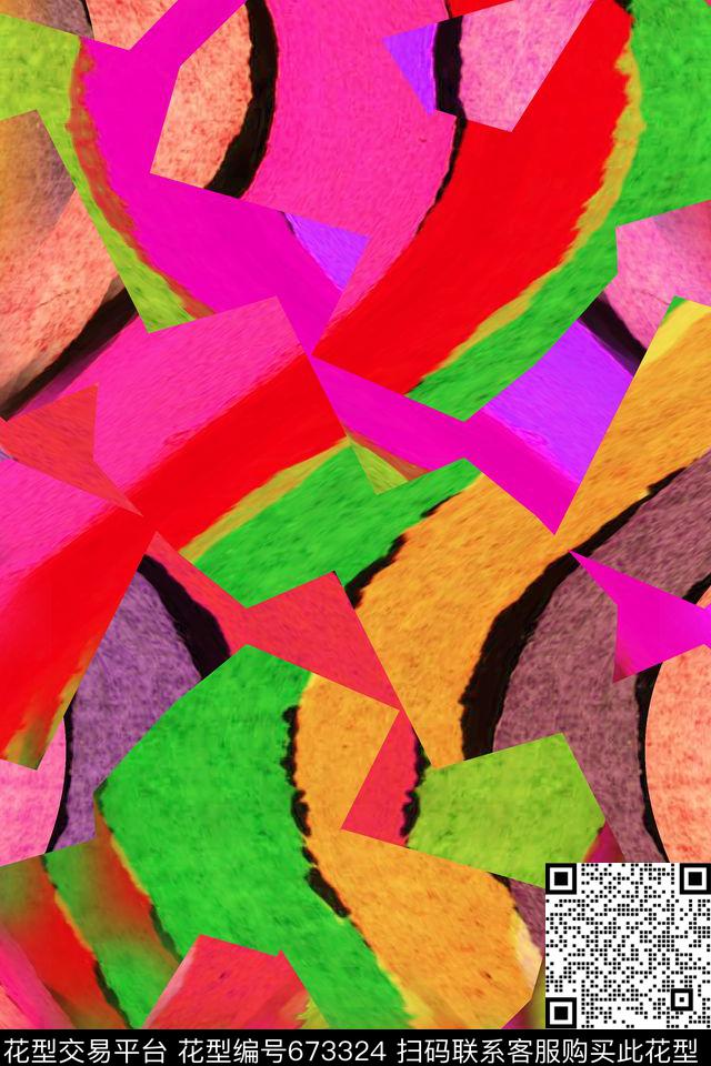 民族风条纹波浪条纹大条纹数码印花华亿平台下载（图片编号: 673324） - 瓦栏（Walan）