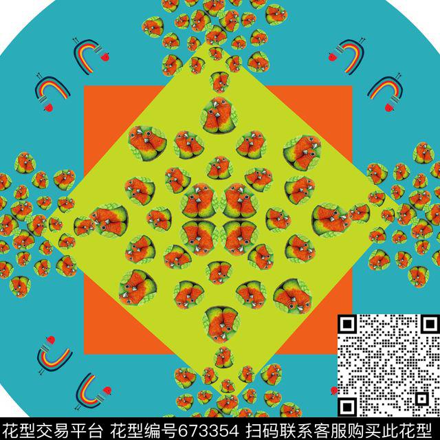 儿童卡通地毯双萌鹦鹉圆型图案数码印花华亿平台下载（图片编号: 673354） - 瓦栏（Walan）