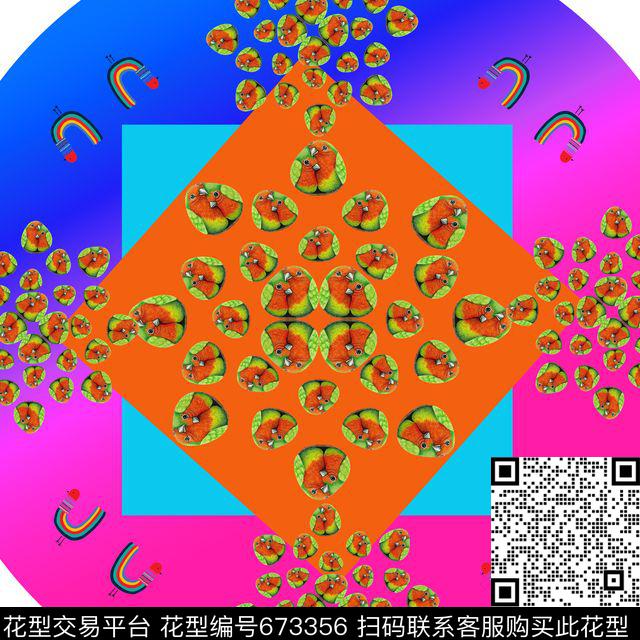 儿童卡通地毯双萌鹦鹉圆型图案数码印花华亿平台下载（图片编号: 673356） - 瓦栏（Walan）