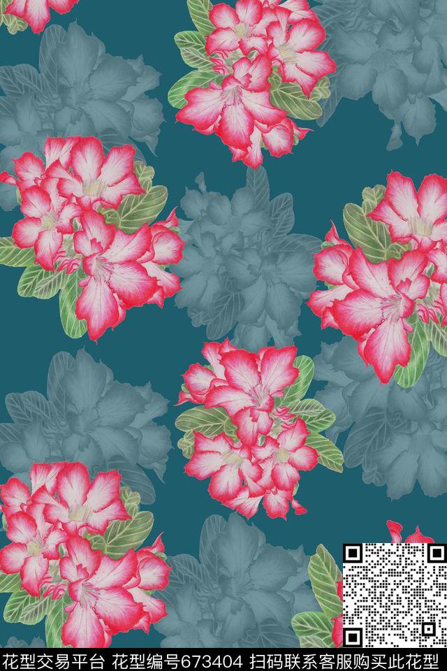 水彩、浪漫、花卉、女装数码印花华亿平台下载（图片编号: 673404） - 瓦栏（Walan）