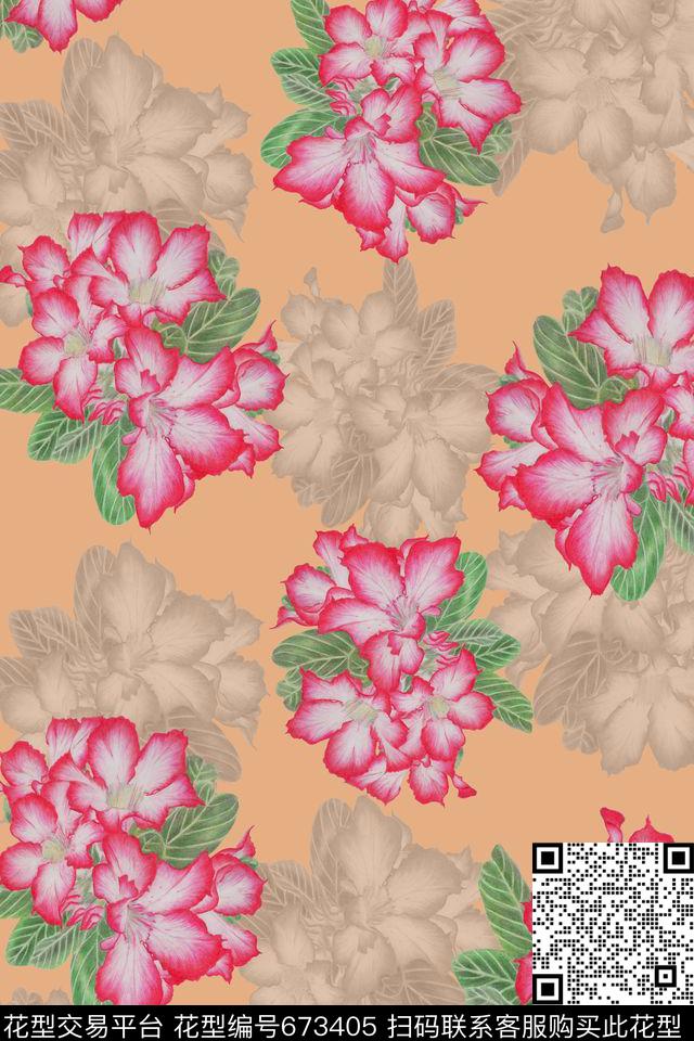 水彩、浪漫、花卉、女装数码印花华亿平台下载（图片编号: 673405） - 瓦栏（Walan）
