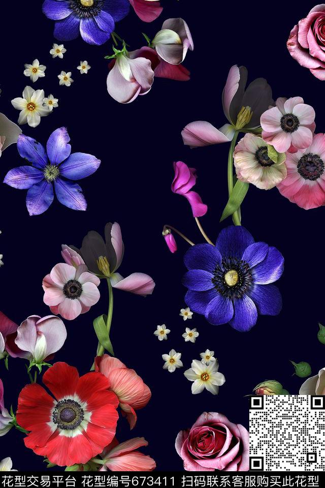花朵花卉3d数码印花华亿平台下载（图片编号: 673411） - 瓦栏（Walan）
