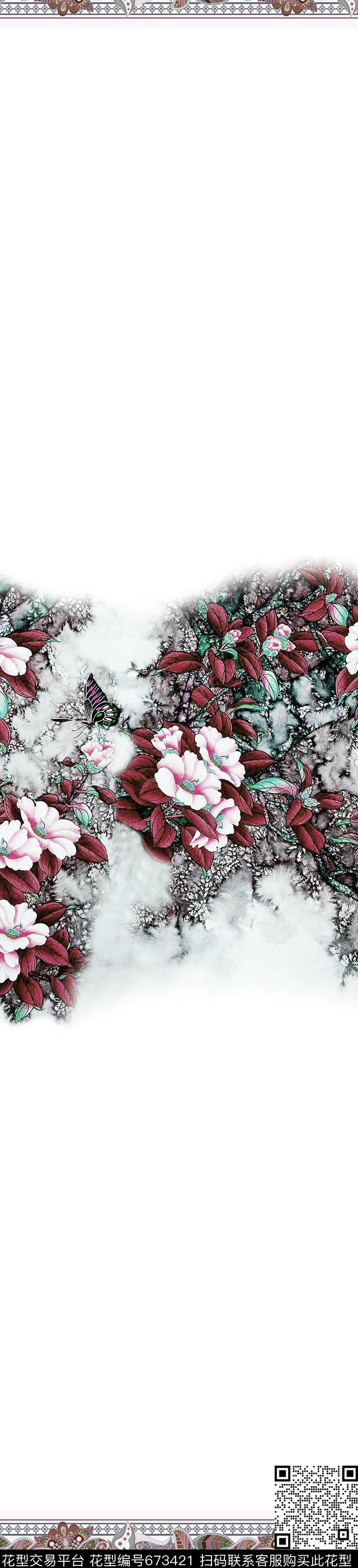 花朵花卉窗帘数码印花华亿平台下载（图片编号: 673421） - 瓦栏（Walan）