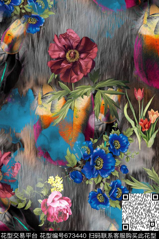 花卉碎花肌理数码印花华亿平台下载（图片编号: 673440） - 瓦栏（Walan）