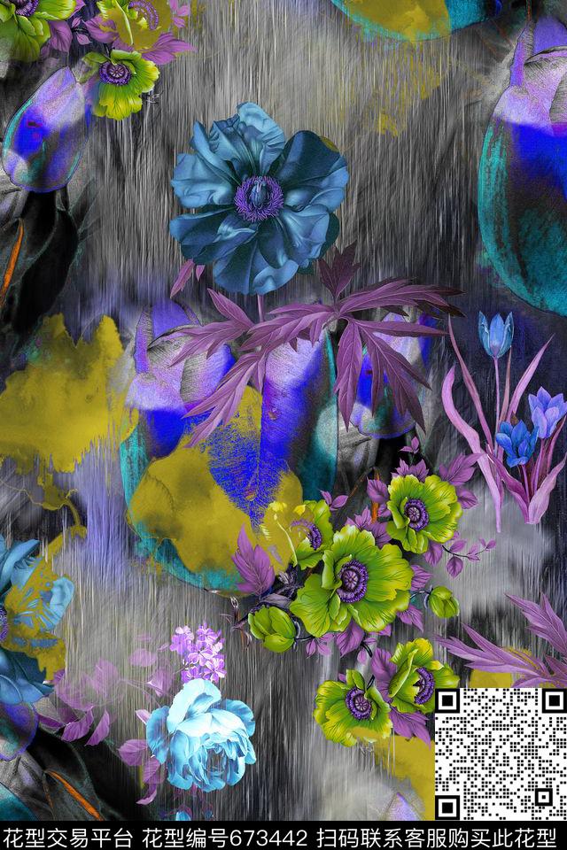 花卉碎花肌理数码印花华亿平台下载（图片编号: 673442） - 瓦栏（Walan）