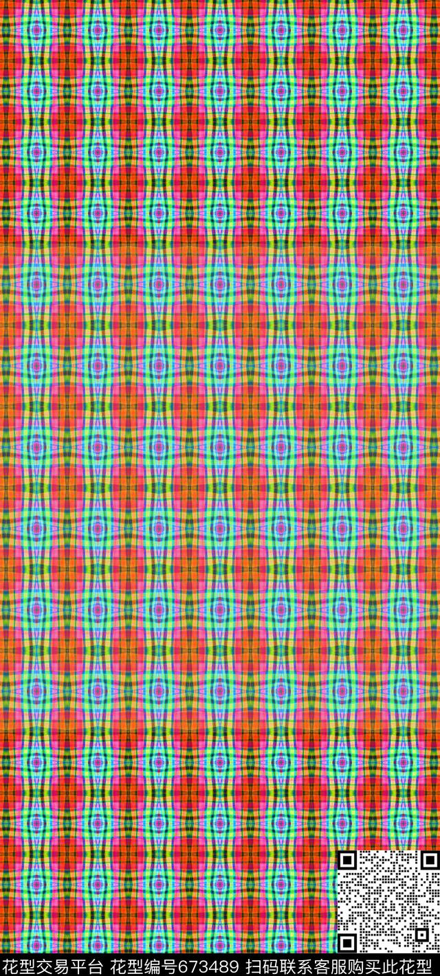 丝巾围巾秀场格子条纹数码印花华亿平台下载（图片编号: 673489） - 瓦栏（Walan）