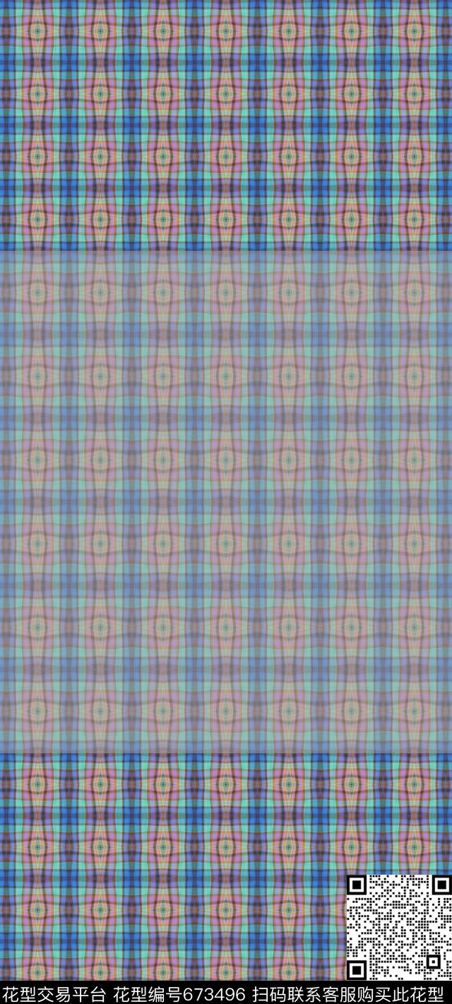 丝巾围巾秀场格子条纹数码印花华亿平台下载（图片编号: 673496） - 瓦栏（Walan）