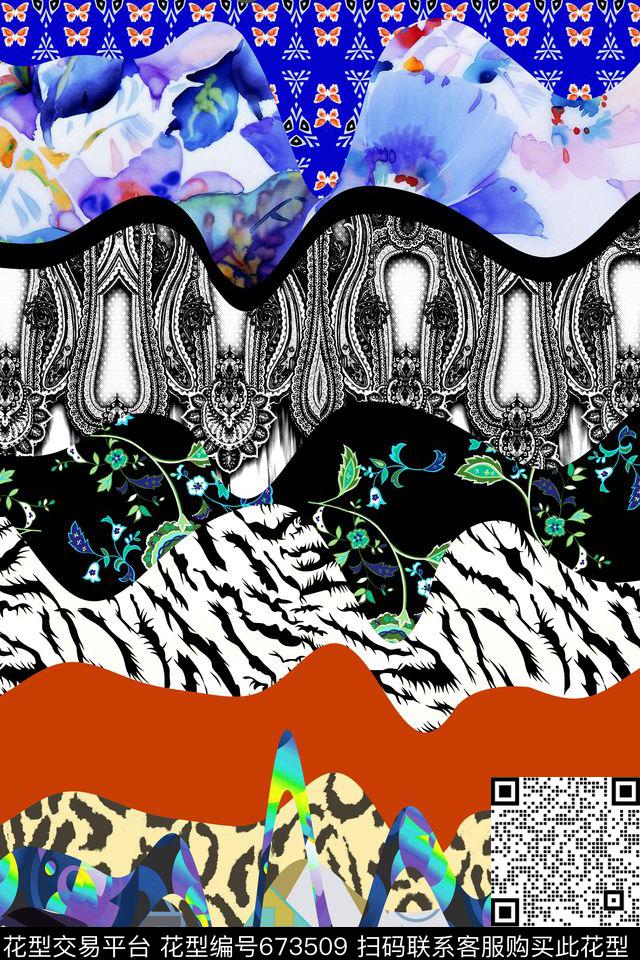 波西米亚民族风拼接数码印花华亿平台下载（图片编号: 673509） - 瓦栏（Walan）